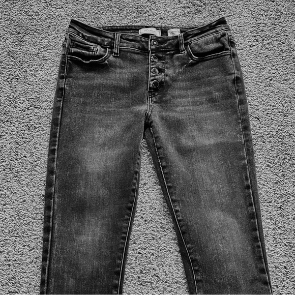 KanCan Black Washed Ankle Skinny Jeans Mid-Rise Button-Fly Frayed Hem Women’s 28 - Picture 4 of 16